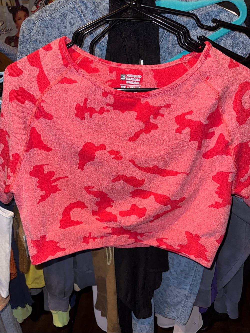 Women's pink Camo Crop Athletic Casual Top